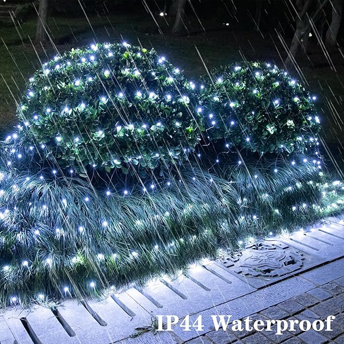 OYCBUZO 360LED Net Lights Outdoor, 21ft x 5ft Connectable String Mesh Lights 8 Modes with Memory Function, Christmas Netting Light Plug in for Bushes Thanksgiving Xmas Tree Party Garden - Cool White