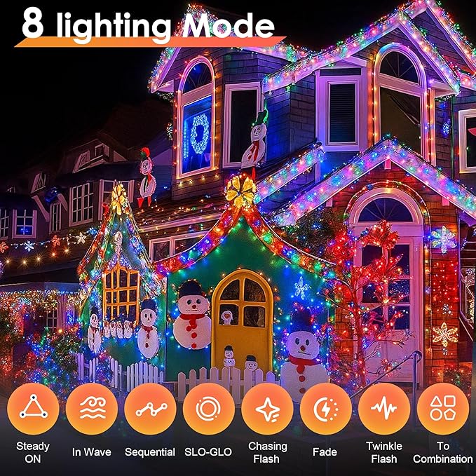 Christmas Lights 1200 LED 394 FT, IP67 Waterproof Christmas Tree Lights with 8 Modes, Outdoor String Lights with Timers & Memory Function, Xmas Light for Holiday Decor (Multicolored)