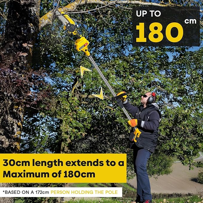 2 in 1 Cordless Pole Saw & Mini Chainsaw, 6-inch Brushless Electric Chainsaw with 2 Battery, 5.9 Ft MAX Reach Pole Saws for Tree Trimming, Tree Branch Cutter