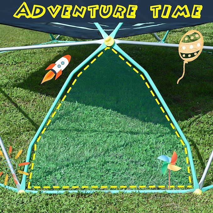 12ft Climbing Dome, Geometric Dome Climber Play Center, Kids Climbing Dome Tower, Rust & UV Resistant Steel Supporting 1000 LBS, Green + Silver