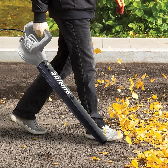 Sun Joe Corded Electric Leaf Blower Machine, 155 MPH, 260 CFM, 6-Amp Motor, Gray - Portable and Lightweight Gardening Equipment for Yard Care and Lawn Maintenance, SBJ597E-GRY