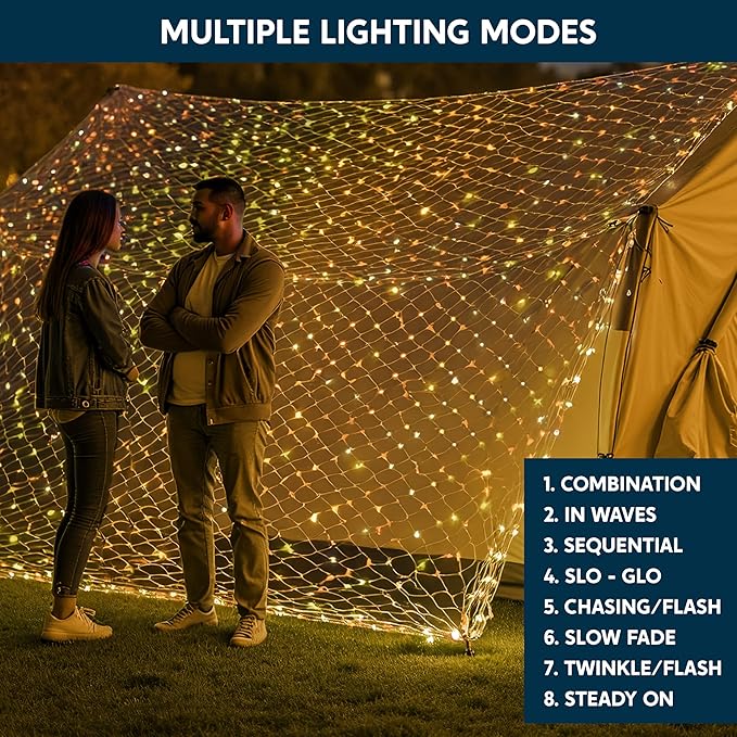 JOYIN 200 LED Christmas Net Lights, 6.5X 10FT Christmas Mesh Lights with 8 Modes, Connectable, Waterproof for Bushes Trees Yard Indoor Outdoor Xmas Decorations (Warm White)