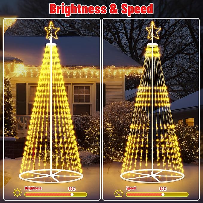 12FT Outdoor Christmas Tree - Smart Christmas Tree Outdoor Lighted Decoration, x-mas Star Tree Bluetooth App Control Color Changing x-mas Tree Light for Yard & Garden