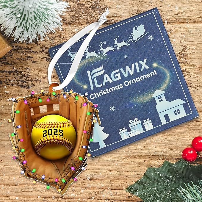 FLAGWIX Christmas Softball Gifts for Girls 8-12, Softball Ornament - 2D Acrylic Ornaments 2025 for Christmas Tree Decorations - Gifts for Sporty Girls, Coach, Sports Ornament Decor