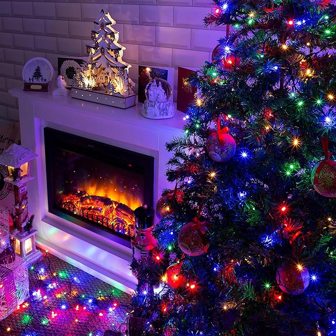 328 FT 1000 LED Christmas Lights, Waterproof Christmas Lights Outdoor with 8 Modes&Timer, Plug in Fairy Light for Xmas Garden Patio Tree Party Holiday Decoration（ Multicolor）