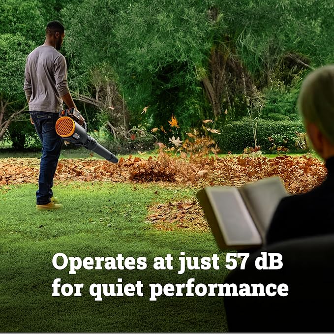WORX Cordless Leaf Blower, Electric Blower with 780 CFM & 190 MPH, Brushless Lawn Blower with Gas-Like Power & 57 dB, 2 ¡¿ 4.0 Ah Batteries & Charger Included, WG582
