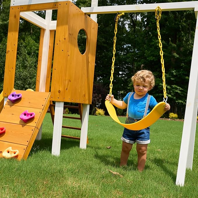 Avenlur Forest Modern Toddler Swing Set: Endless Fun for Ages 18 Months to 4-5 Years - Slide, Rock Wall, Ladder, Clubhouse Fort, Durable Swing - Easy Climbing Handles - Premium Quality!