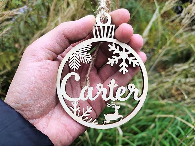 Wooden Personalized Christmas Ornaments with Name Family Christmas Ornaments for Kids Christmas Ball Ornaments Christmas Tree Ornaments Christmas Balls Custom Ornament with Name