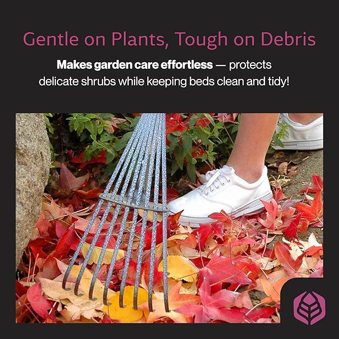 Yard Butler World’s Greatest Shrub Rake | Heavy Duty All Steel Rake with Ergonomic Garden Claw, 8 Free-Floating Tines & Long Metal Handle – Lawn, Yard, Bed, Landscape for Leaves, Grass & Debris, 8"
