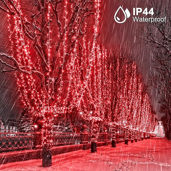 kemooie 500 LED Valentine's Day Lights, 164 FT String Lights with 8 Twinkle Modes & Memory Function, Plug in Waterproof Tree Lights for Garden Tree Outdoor Indoor Christmas Decorations (Red)