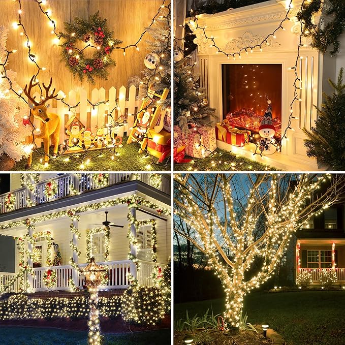 Christmas Lights -1 Pack 21.5FT 100LED Conectable Waterproof String Lights Brighter Detachable Plug-in Lights Indoor & Outdoor for Christmas Decoration(Warm White)