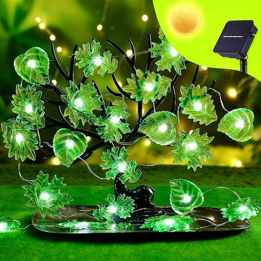 Twinkling Leaf Oasis Vine Lights 14ft Solar String Lights with 40 LED Artificial Ivy Vines Greenery Garland, Fake Hanging Plants for Bedroom Outdoor Decor, Solar Lights for Garden
