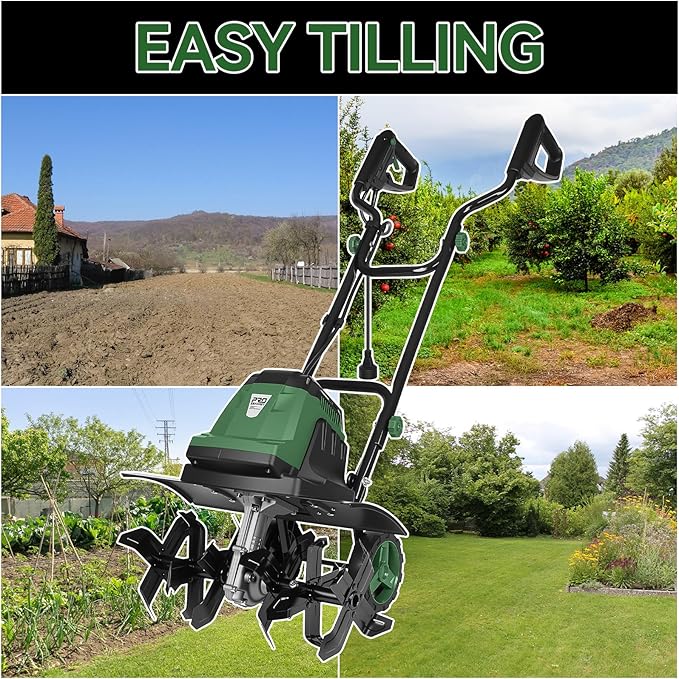 Prostormer Electric Tiller for Gardening, 18¡± Tilling Width & 9¡± Working Depth, 1800W 15A Corded Rototiller Cultivator with 24 Steel Tines for Soil Cultivation, Weeding and Lawn Care
