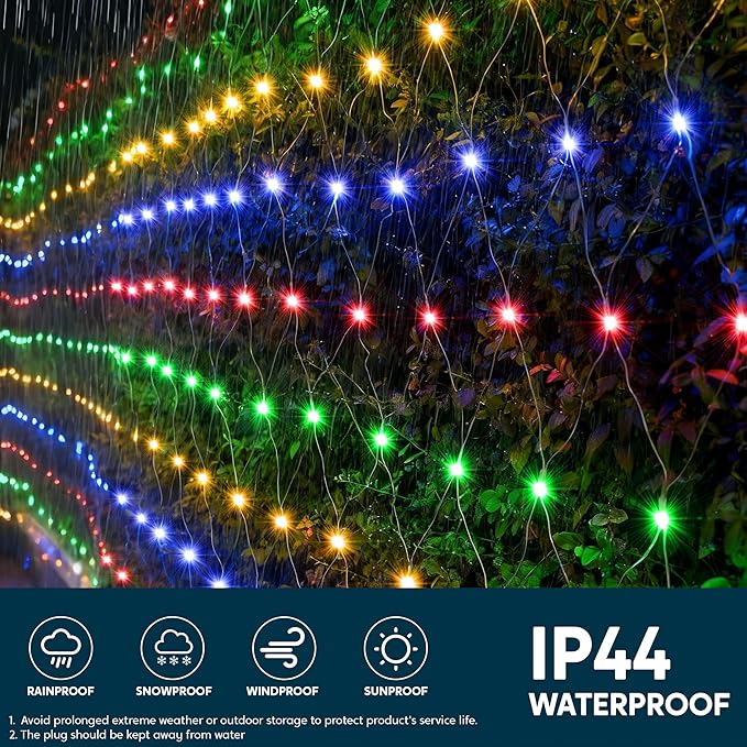JOYIN 360 LED Christmas Net Lights, 6.5X 16.4FT Christmas Mesh Lights with 8 Modes, Connectable, Waterproof for Bushes Trees Yard Indoor Outdoor Xmas Decorations (Multicolor)