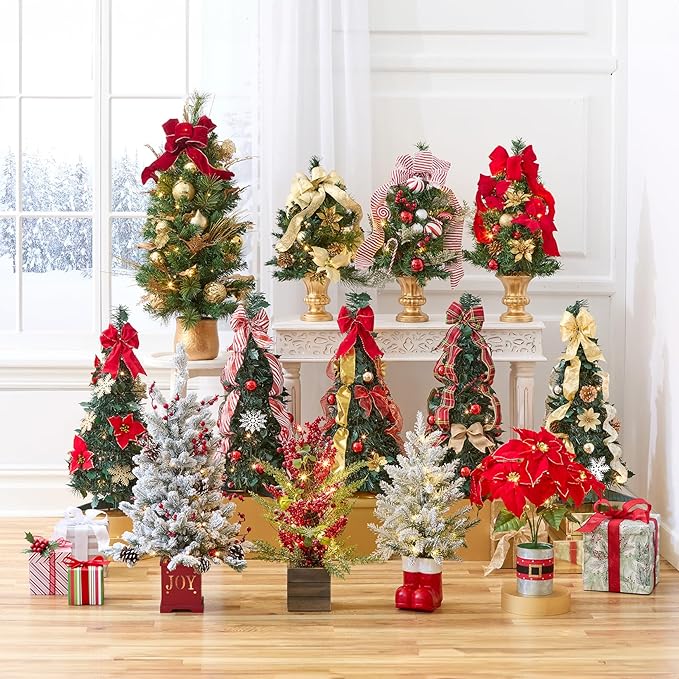 BrylaneHome 24" H Tabletop Christmas Tree - Red