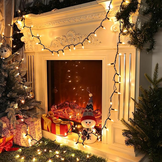 Christmas Lights -1 Pack 21.5FT 100LED Conectable Waterproof String Lights Brighter Detachable Plug-in Lights Indoor & Outdoor for Christmas Decoration(Warm White)