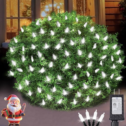 Christmas Net Lights Outdoor for Bushes, 6x5ft 120LED Net Light Outdoor Mesh Lights, Connectable Waterproof Net Light for Bushes,Garden,Yard,Trunk,Xmas Tree,Christmas Décor (Cool White)