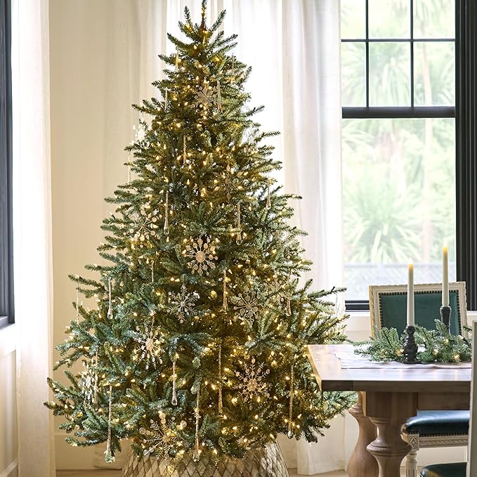 Balsam Hill 5.5 ft Pre-Lit Classic Blue Spruce - Artificial Christmas Tree with 400 LED Clear Lights, Easy Plug Technology, Premium Stand for Indoor Holiday Decorating