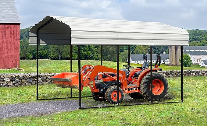 Arrow Shed 10' x 15' x 9' Galvanized Steel Multi-Purpose Shade and Shelter Carport, Eggshell Finish