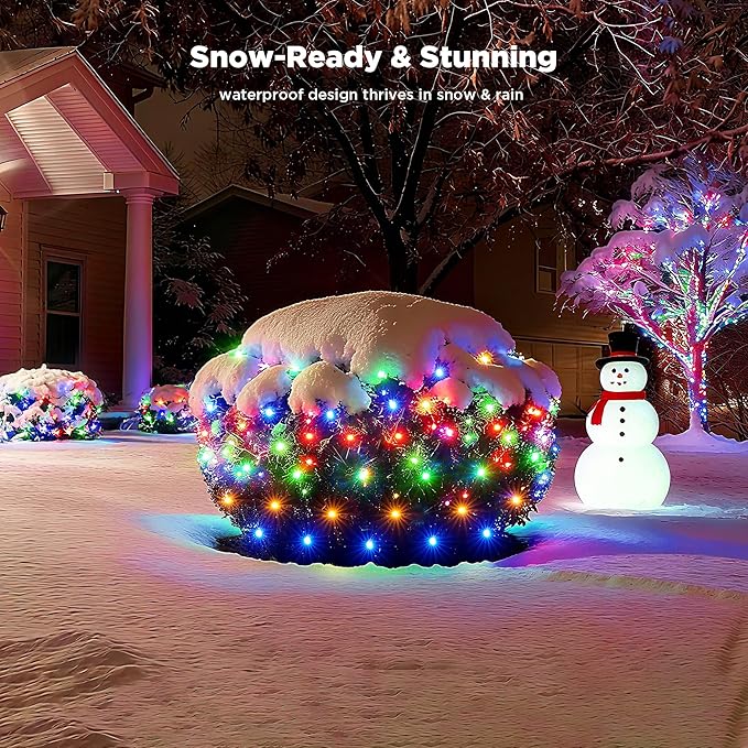 BlcTec Upgraded Outdoor Christmas Lights 280LED 10ft x 6.7ft Christmas Net Lights with UL Certified, 8 Modes, Timer, Connectable, Waterproof & Thick Wire for Bushes, Shrubs Decorations, Muticolor