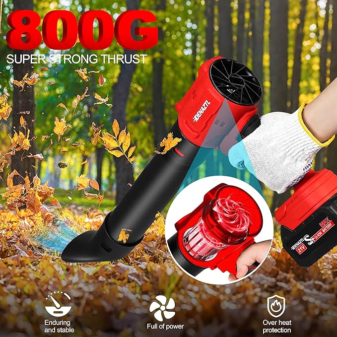Electric Handheld Leaf Blower Cordless with 2X 4.0Ah Batteries and Charger, 650CFM 160MPH, 2 Extended Nozzles, Portable Mini Lightweight for Seniors Gift, Yard,Patio,Gutter,Lawn Care, Garden Tool