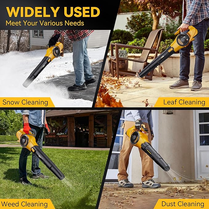 MOK Leaf Blower Cordless, 670CFM Electric Leaf Blowers with 2 x 7.8Ah Batteries and Charger, 3- Speed & Turbo Mode,1 x Rubber-Coated Snow Shovels, 1 x Shoulder Strap, Blowers for Lawn Care/B