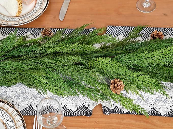 6FT Cedar Garland Realistic Faux Pine Cypress Garland for Mantle Stairs Fireplace Table Front Door Wall Indoor Outdoor Christmas Xmas Decor Holiday Decorations