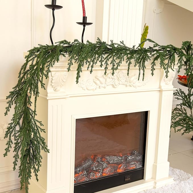 9ft Handmade Christmas Garland，Cedar Artificial Greenery,Seasonal Garland for Fireplace Winter Holiday Indoor Outdoor Decoration