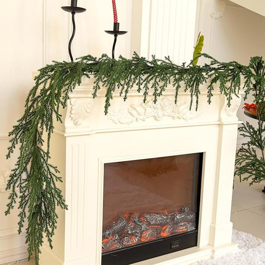 9ft Handmade Christmas Garland，Cedar Artificial Greenery,Seasonal Garland for Fireplace Winter Holiday Indoor Outdoor Decoration