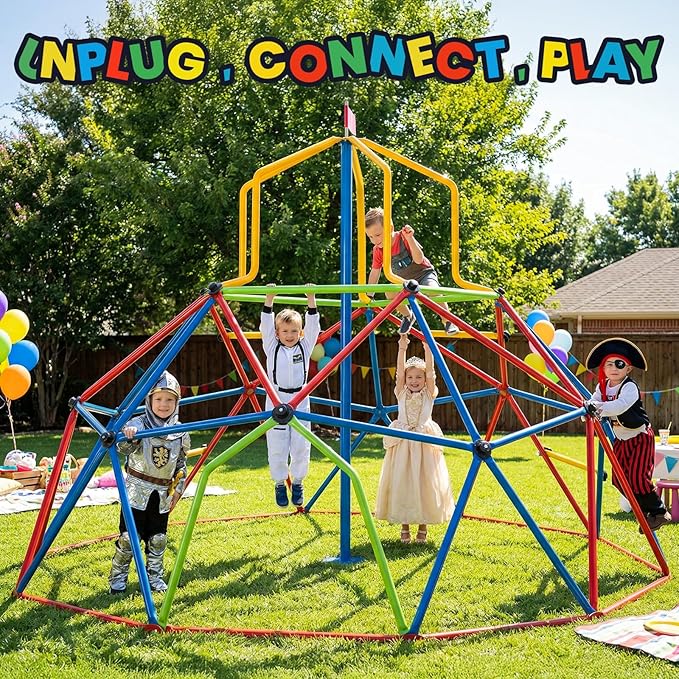 Zupapa 10FT Kids Climbing Dome Tower, Outdoor Jungle Gym for Kids with Climbing Grip - Geometric Dome Climber Supports 1200LBS Outdoor Playset and Easy Assembly Outdoor Play Equipment