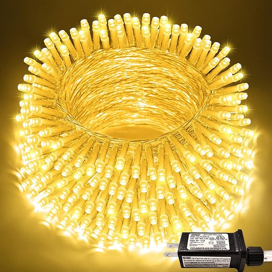 JMEXSUSS 200 LED Christmas Lights Indoor Outdoor, Connectable Warm White Christmas Tree Lights Clear Wire, 66 Ft Twinkle Fairy String Light Plug in for Bedroom Wedding Xmas Tree Decorations