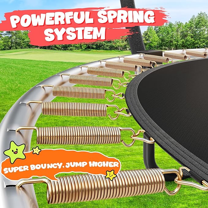 Trampoline 8FT 10FT 12FT 14FT 15FT 16FT, Recreational Trampolines with Enclosure Net and Ladder, Outdoor Anti-Rust Trampolines for Kids and Adults, ASTM Approved