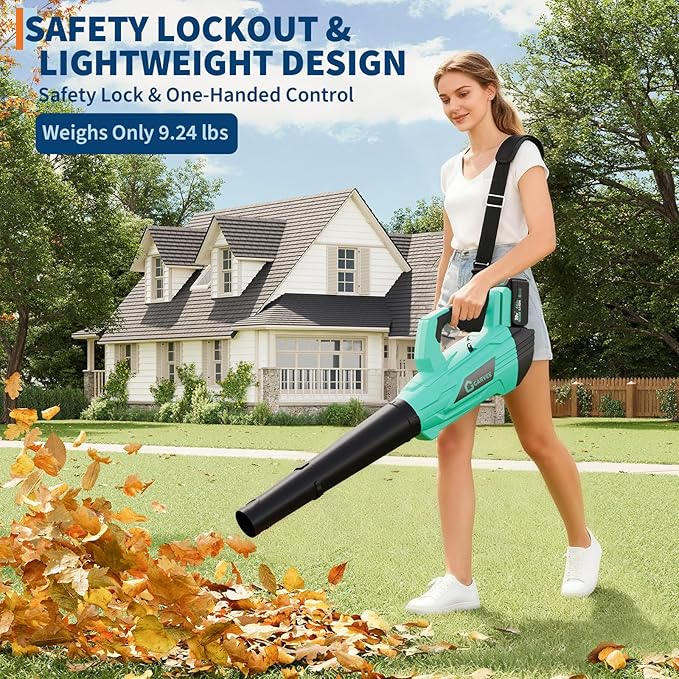 20V Cordless Leaf Blower with 650 CFM and 200 MPH High-Speed Airflow, Includes 2¡¿2.0Ah Batteries and Fast Charger, Lightweight Design for Lawn, Patio, and Debris Cleaning