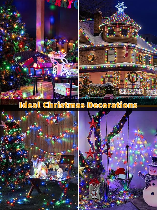 328 FT 1000 LED Christmas Lights, Waterproof Outdoor String Lights with Remote and Timer, Christmas Tree Lights with 8 Modes Dimmable, Fairy Lights for Holiday Decor (Multicolor)