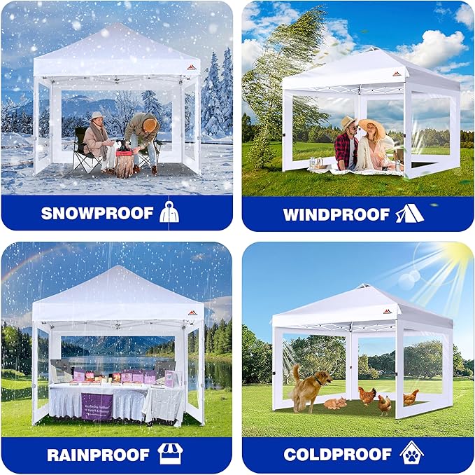 SCOCANOPY Clear Window Sidewall for 10x10 Canopy Frame, 3 Pack Sunwalls Only,(Brown)