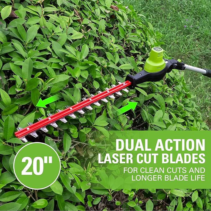 Greenworks 24V Brushless 10 Cordless Polesaw + Pole Hedge Trimmer Combo (Great For Pruning and Trimming Branches / Shrubs), 4.0Ah Battery and Charger Included