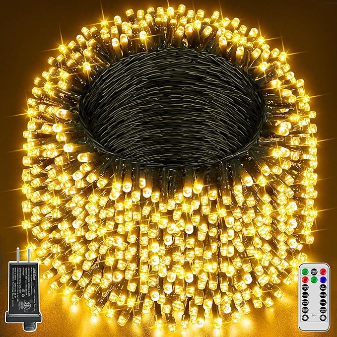 Christmas Lights 263FT 800 LED, Christmas Tree Light with 8 Lighting Modes, Outdoor Waterproof String Lights with Remote and Timer, Xmas Light for Holiday Decor (Warm White)