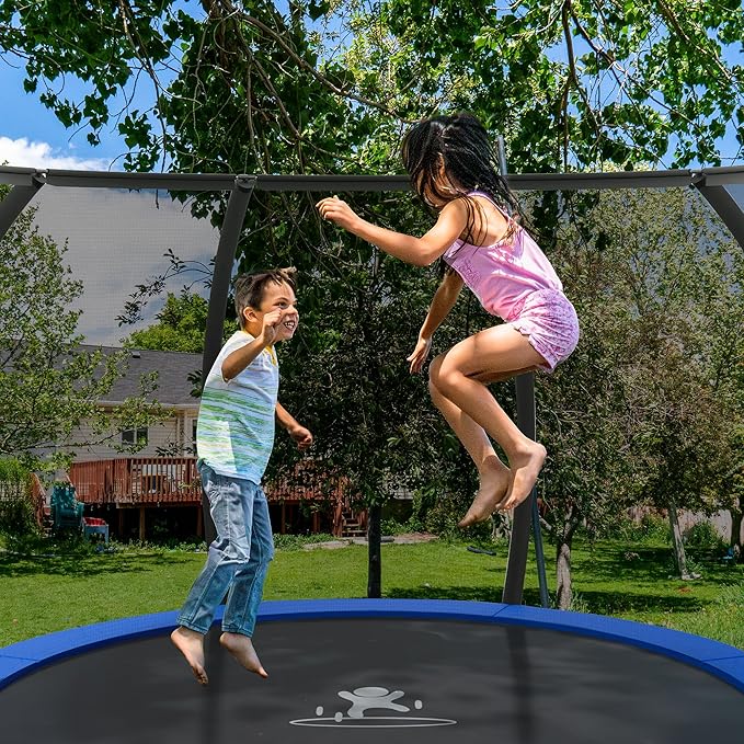 Polar Aurora 10FT 12FT 14FT 16FT Outdoor Trampoline with Safety Enclosure Net, Thickened Spring Pad，ASTM Approved Recreational Trampoline for Kids and Adults,Anti-Rust Coated Frame and Thickened Mat