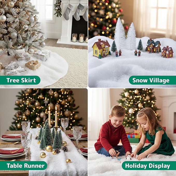 PREXTEX Pack of 3 Artificial Snow Blanket Roll - Large Fake Snow Blanket for Christmas Village, Table Decor, Holiday Decorations, Xmas Displays and Parties - White Christmas Backdrops for Photography