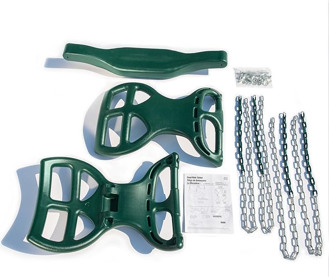 Swing-N-Slide WS 3452 Heavy Duty Two Person Dual Glider Swing, with Coated Chains to Prevent Pinching, 18 W x 25 in H x 40 L, Green