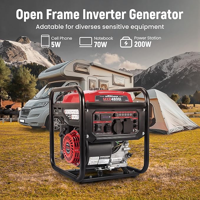 maXpeedingrods 4800 Watt Portable Inverter Generator, Gas Powered Open Frame Generator with ECO Mode, Lightweight for Outdoor Camping, Home Backup, Garden