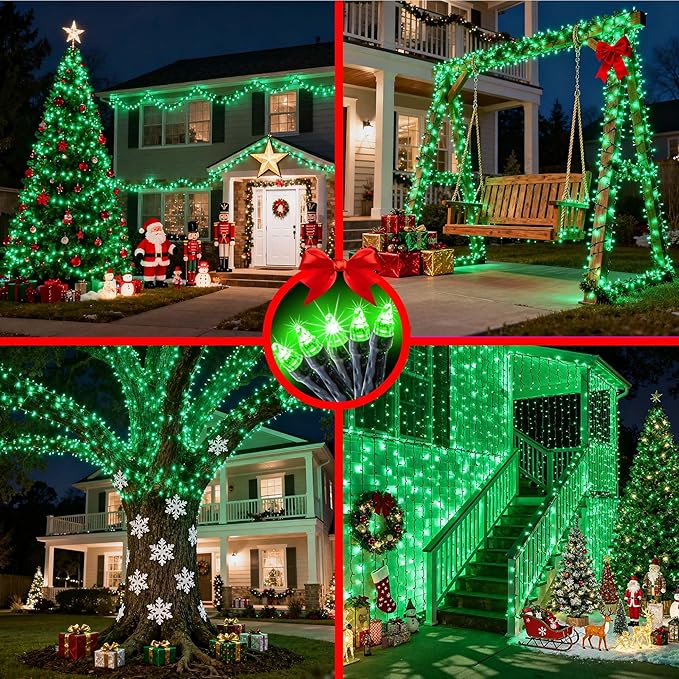 750 LED 256ft Outdoor Christmas Lights, Super Long String Lights 8 Modes Timer Memory, Outsite Waterproof Dark Green Wire Fairy Light Strings for Xmas Tree Wedding Holiday Party Decorations Green