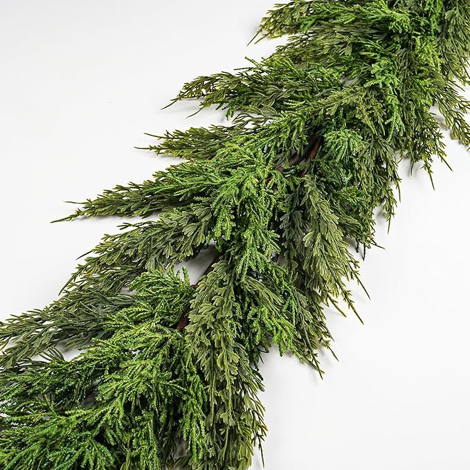 Norfolk Pine Garland 6ft Real Touch Realistic Christmas Pine Garland, Greenery Artificial Christmas Decorations for Table, Mantle, Wall