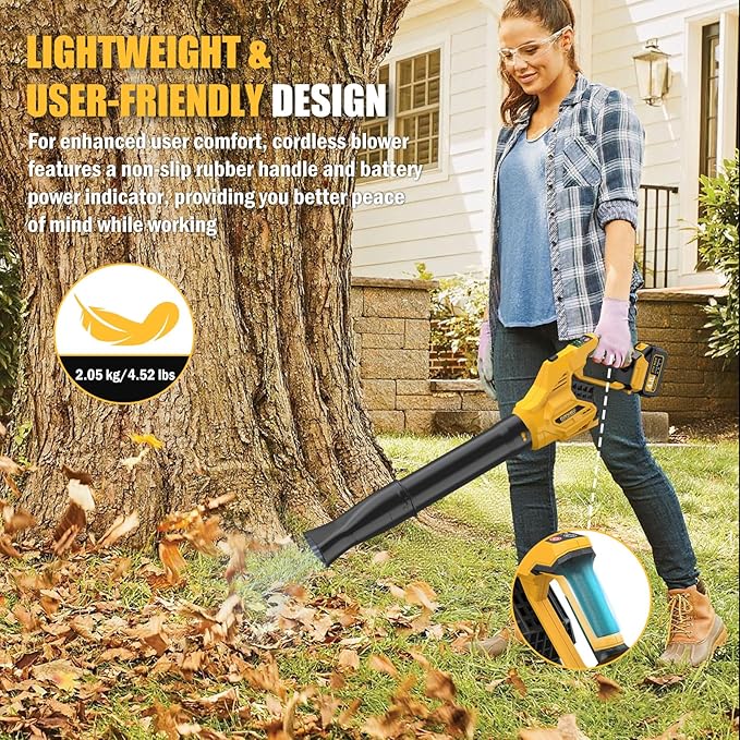 Cordless Leaf Blower 700CFM - Lightweight Handhold Brushless Battery Powered 21V Leaf Blower with 2 x 4.0Ah Batteries £¦ Charger & 3 x Tubes & 3 Speeds & Turbo Mode fo Leaves Dust Snow