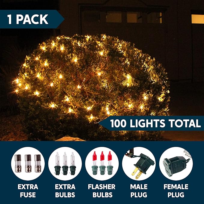 Joiedomi Christmas Net Lights,100 Warm White Net Lights for Indoor & Outdoor Decorations, Christmas Eve Night Decor, Christmas Tree, Bushes