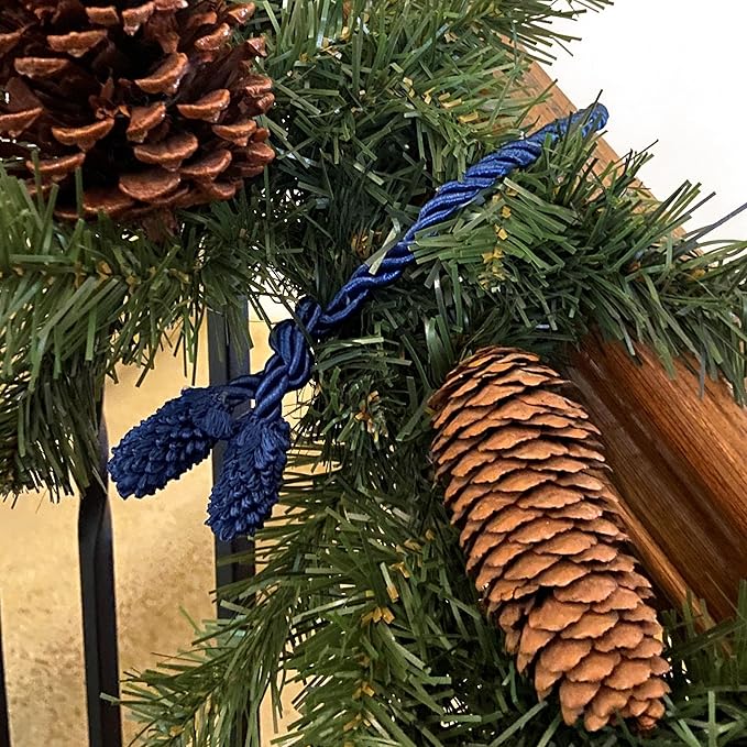 Haute Decor Decorative Garland Ties, 6 Pack, 20 inches (Blue) - Hang Garland, Lights, Christmas and Hanukkah Decorations