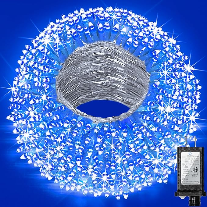 240ft Outdoor Christmas Lights, 750 LED Super Long String Lights 12 Modes & Timer Memory, Dimmable Outsite Waterproof Light Strings for Xmas Tree Garden Wedding Party Holiday Decorations Blue