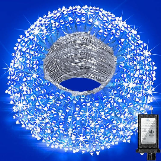 300 LED Outdoor Christmas Lights 75ft, 12 Lighting Modes Indoor String Lights Dimmable & Timer Memory, Outsite Waterproof Tree Lights for Xmas Room Garden Wedding Party Holiday Decorations Blue