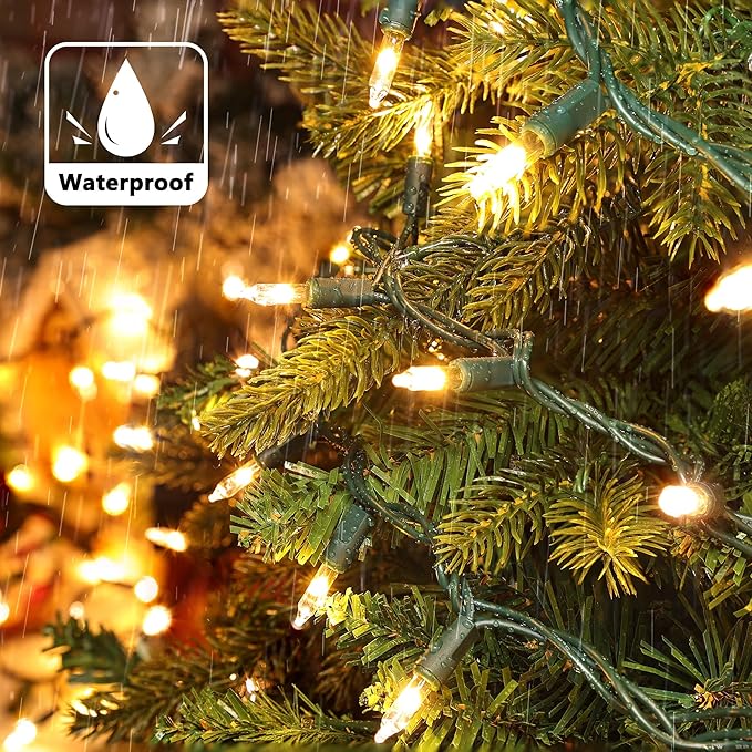 Christmas Lights -2 Pack Total 43FT 200 Count Conectable Waterproof String Lights Brighter Detachable Plug-in Lights Indoor & Outdoor for Christmas Decoration(Warm White)