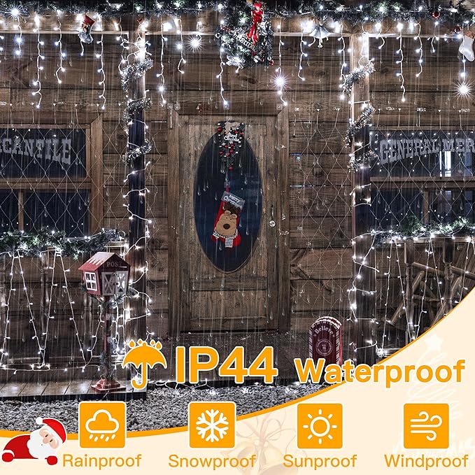 Ollny Icicle Lights for Outside 1000LED 82FT, Cool White Christmas Light with Remote 8Modes Timers Waterproof Dimmable, Plug in Hanging Lights for Outdoor Indoor House Roof Holiday